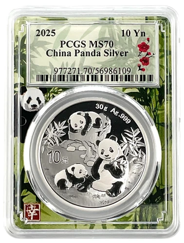 2025 China 10 Yuan 30 Gram Silver Panda PCGS MS70 - Bamboo Core