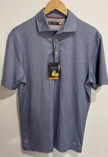 NWT Cremieux Performance fabric blend Polo Shirt Mens Medium Blue Stretch Golf