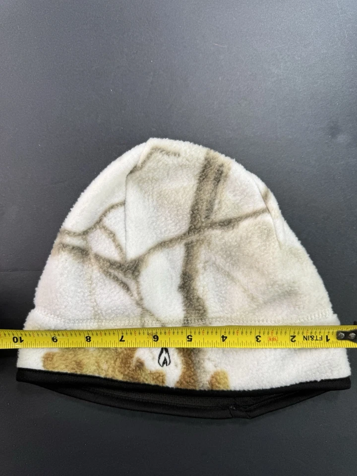 White Camo Fleece Cap Skull Cap Warm Hunting Beanie Hat Hotocs - Image 3 of 4