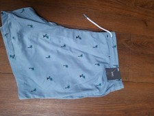 M&S Mens Palm Tree Swim Shorts, 2XL Light Blue, 42-44 Waist