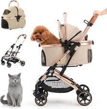 3-In-1 Pet Stroller for Small Medium Dogs Puppy Cat Stroller with Detachable Car