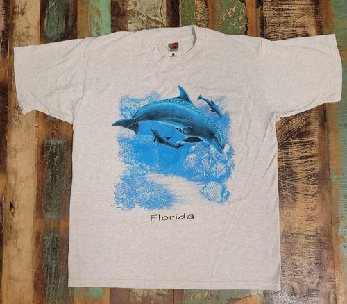 Vintage Florida Tourist Dolphin Gray Adult Large       (Sp1)