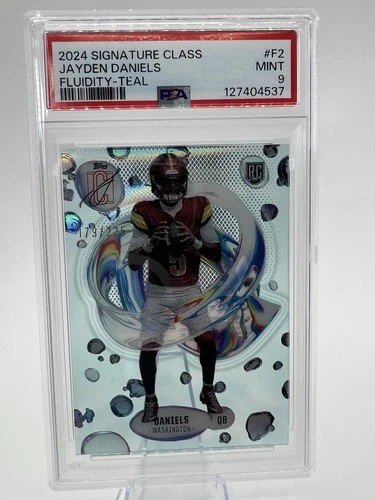2024 TOPPS SIG CLASS FLUIDITY TEAL #F2 JAYDEN DANIELS 26/225 PSA 9