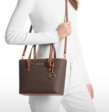 Bolso bandolera mujer Michael Kors Jet Set Travel XS Tote marrón nuevo
