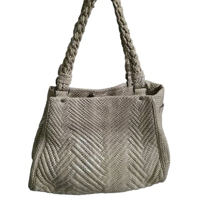 Cole Haan Medium Tote White Black Laury Cobra Shoulder Bag Snakeskin w. Dust bag