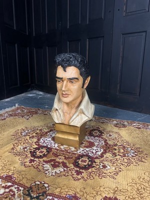 VINTAGE ELVIS PRESLEY HAND PAINTED BUST. 50cm Tall