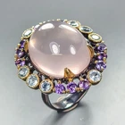 Jewellery 25 ct+ Natural Rose Quartz Ring 925 Sterling Silver Size 8.5 /R461479