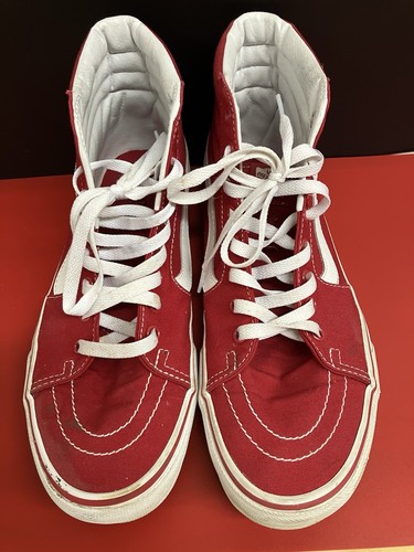 Vans Sk8-Hi Top Skate Sneakers Shoes Suede Red Lace Skateboard Mens 9.5 - Picture 5 of 11