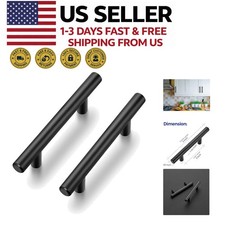 6 Pack 3" Center Matte Black Cabinet Pulls 5" Length