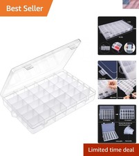 36 Grids Clear Plastic Organizer Box with Adjustable Compartment Dividers Roc...