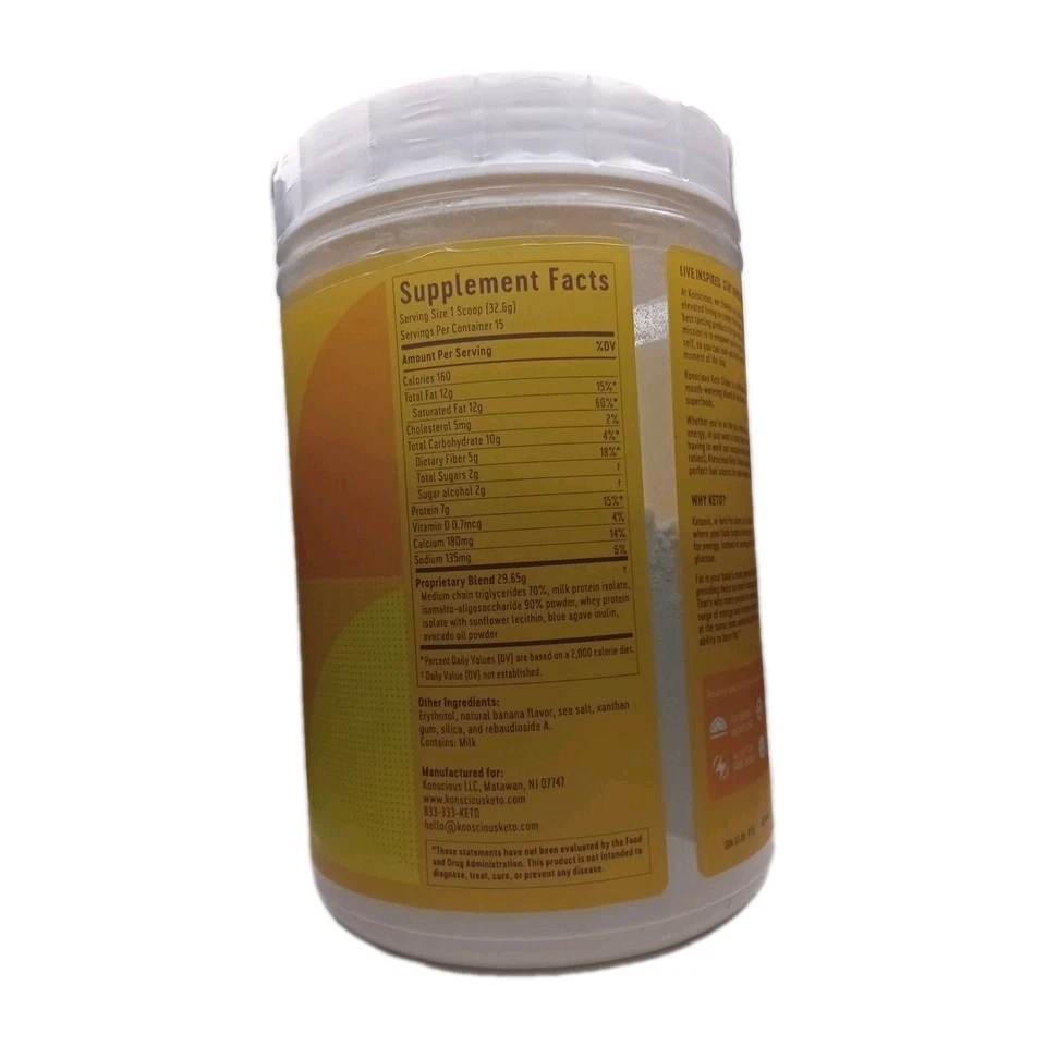 Batido cetogénico Konscious crema de plátano pérdida de peso MCT + suero + aguacate Foto 2 de 3