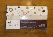 OsoCozy Unbleached Pre-folded Cloth Diapers Large Size 2 15-30 lbs. 6 Pack