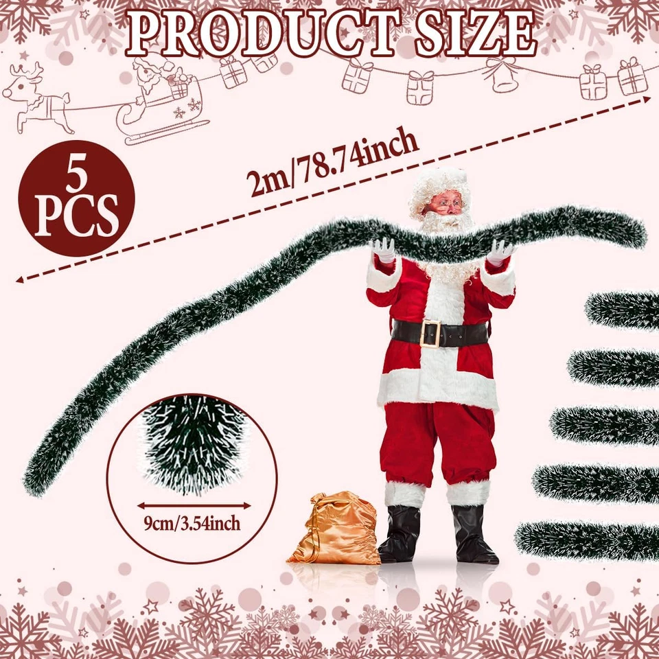 Ghirlanda Natalizia, 10M Ghirlande Natalizie Verde, Festone Natalizio, Decorazio - Immagine 2 di 4