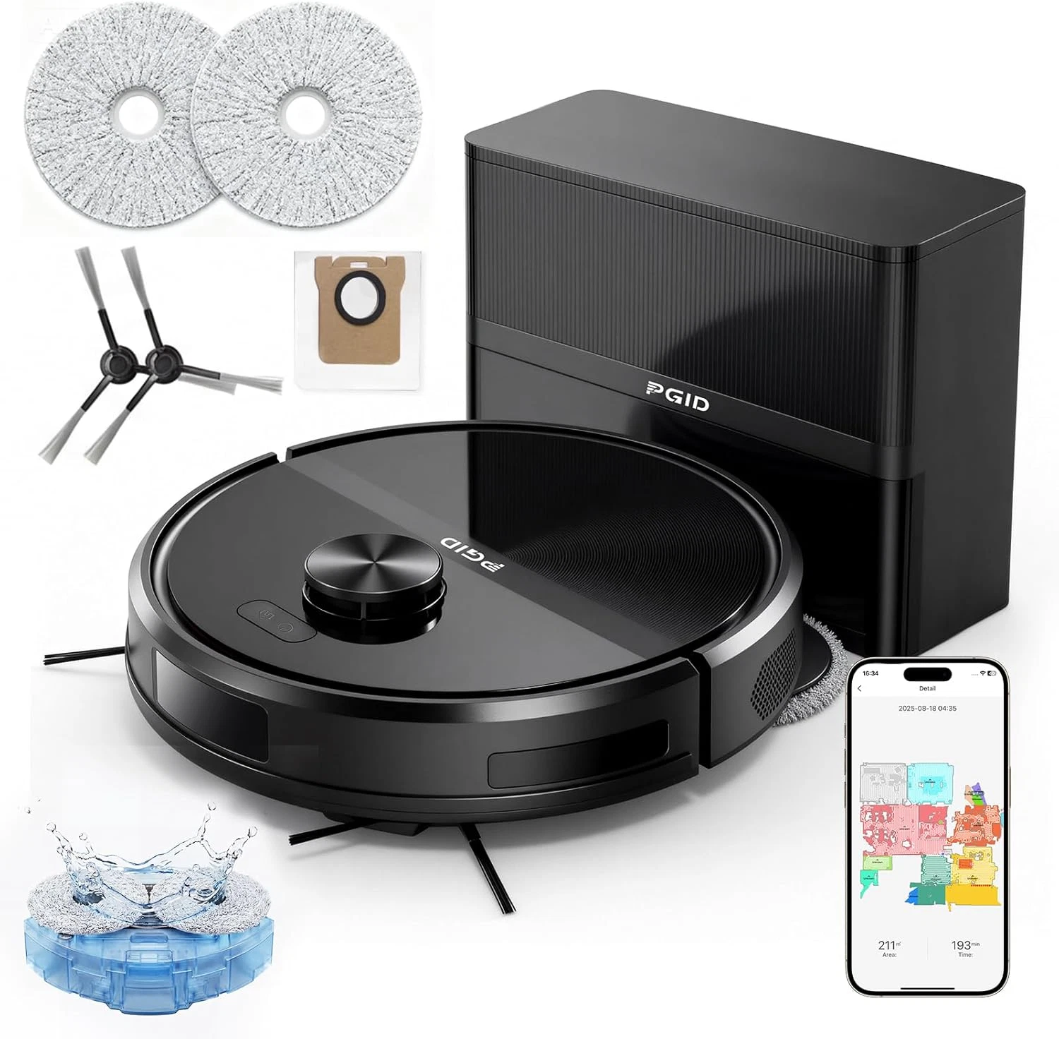 Self-Emptying Robot Vacuum & Mop with 5000Pa Suction and Smart Navigation