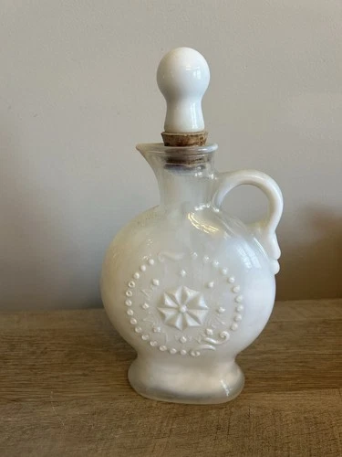 VTG Jim Beam Decanter D-334 119 57 Corked Top White Milk Glass Look