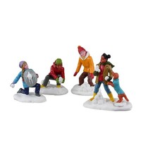 Lemax-32210-615, Snowball Battles, Set/4, Weihnachtsdorf, Weihnachtsfiguren