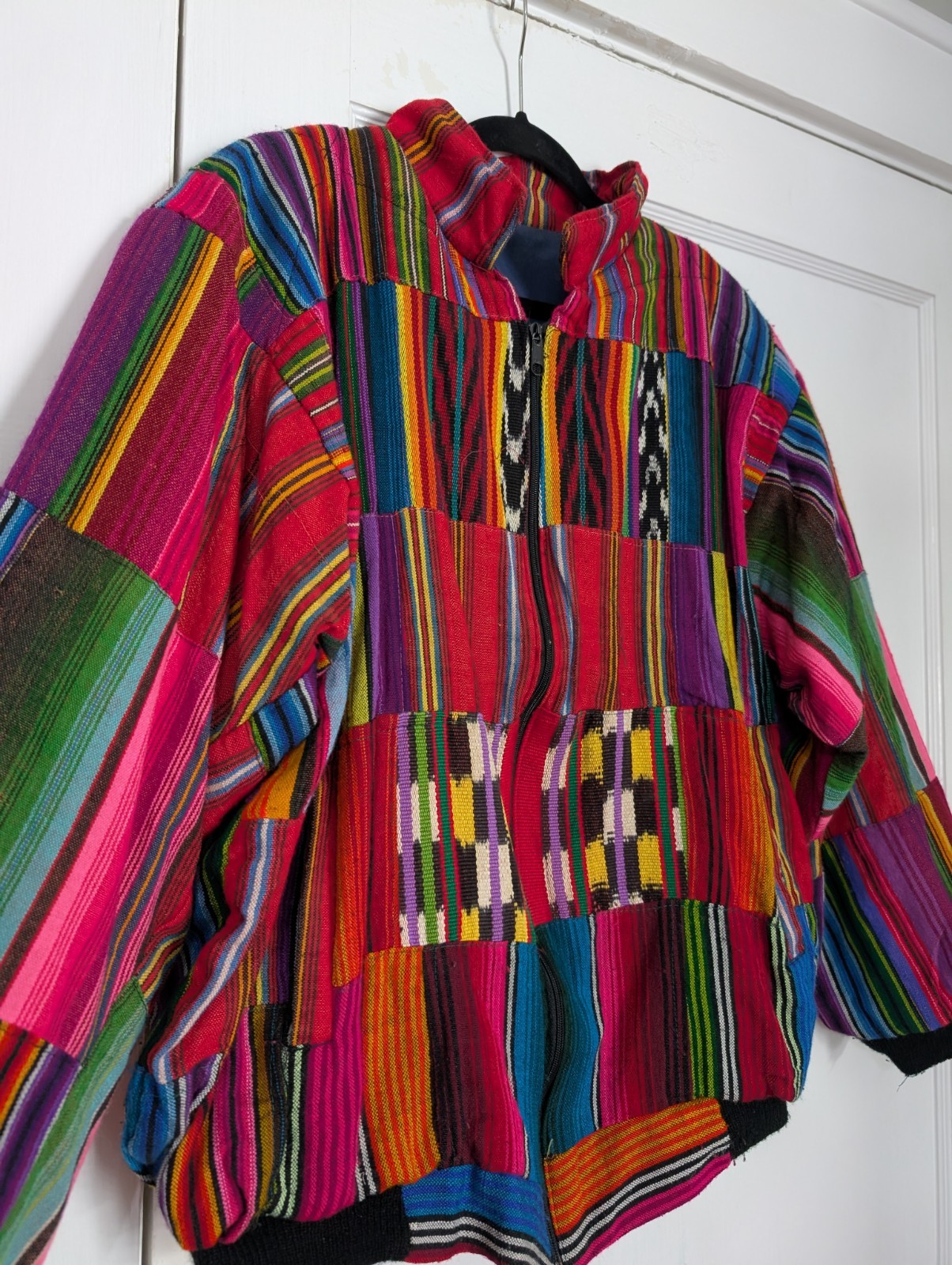 Boho Patchwork Woven Zip Jacket (Guatemalan-Style… - image 2