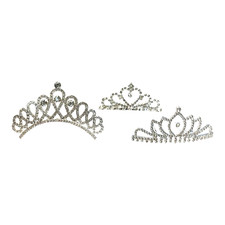 Set of 3 Silver Rhinestone Mini Tiaras Crown with Hair Comb for Girls or Women