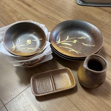 Old Bizen tempura pottery tableware set