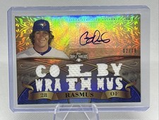 2013 Topps Triple Threads Autograph Relics Colby Rasmus /18 Blue Jays Jersey NM+