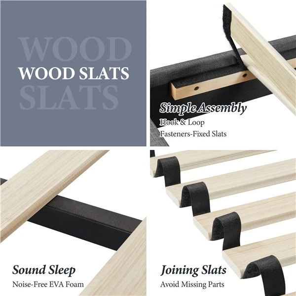 Cabeceira estofada completa/rainha/rei estrutura de cama tufada cinza/azul/bege - Imagem 3 de 4