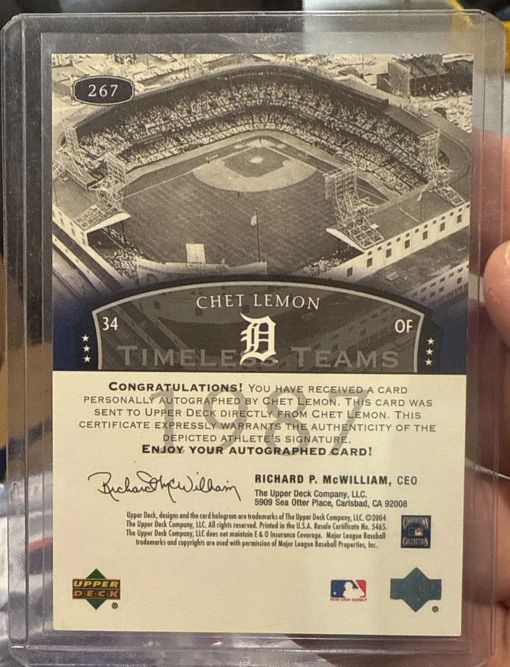 2004 Upper Deck Legends Chet Lemon 1987 Timeless Teams Auto Detroit Tigers RARE - Image 2 of 2