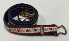 Vintage 70s 80s Heart Flower Canvas Ribbon Girls Belt Adjustable Preppy