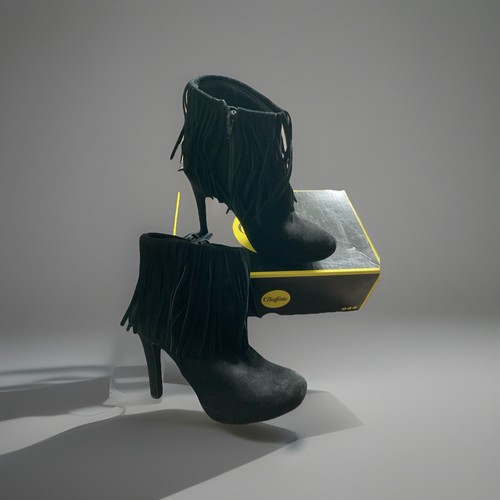 Buffalo Stiefelette mit Fransen, Velourleder, schwarz, Größe 38 - Bild 2 von 10