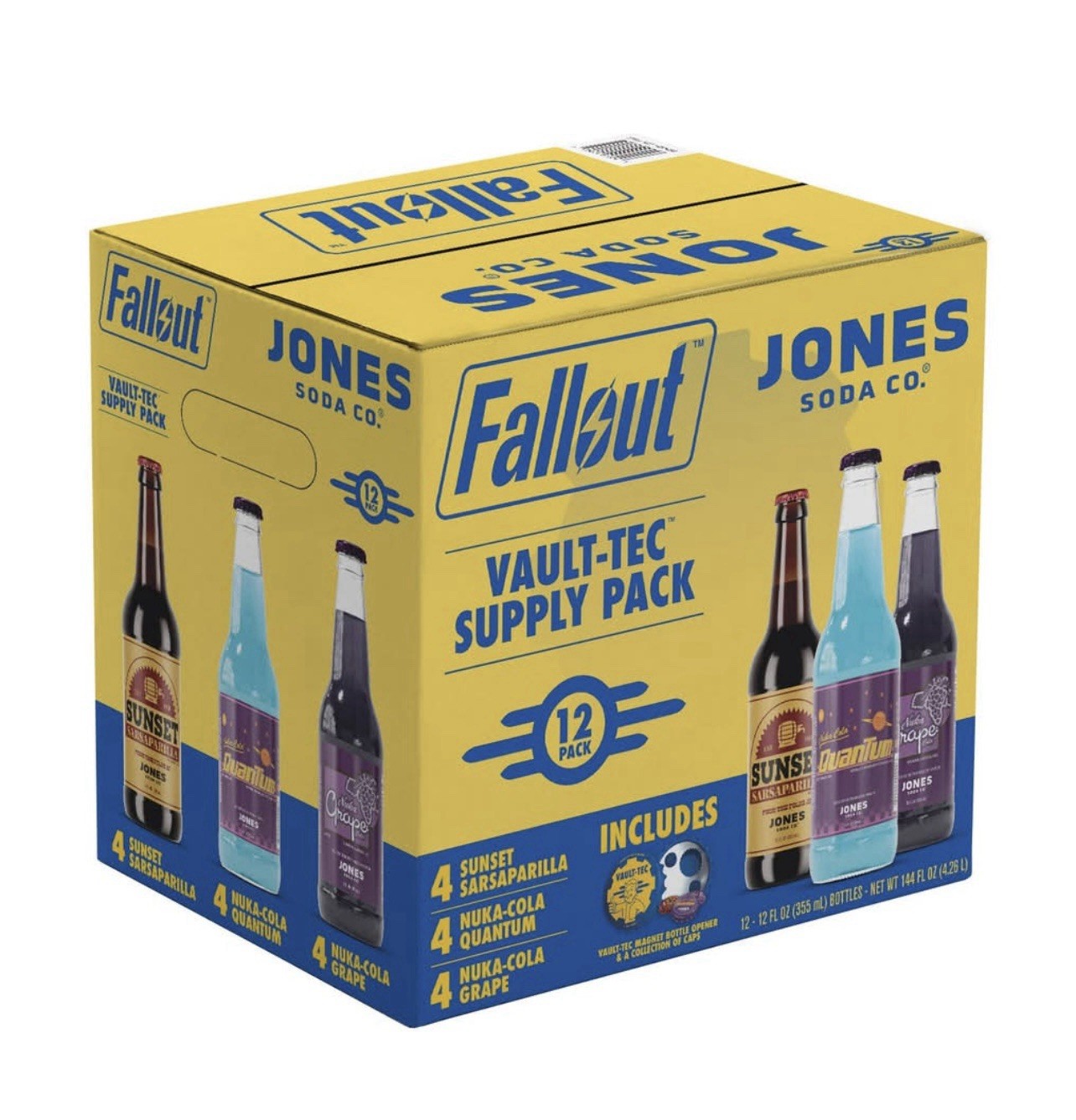 Jones Soda Co. Fallout Vault-Tec Soda Supply pack, Sunset Sarsaparilla-Nuka-Cola