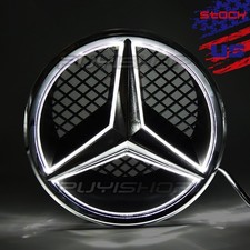 White Led Front Grill Emblem Logo Light For Mercedes Benz Glk C Class Snap Type