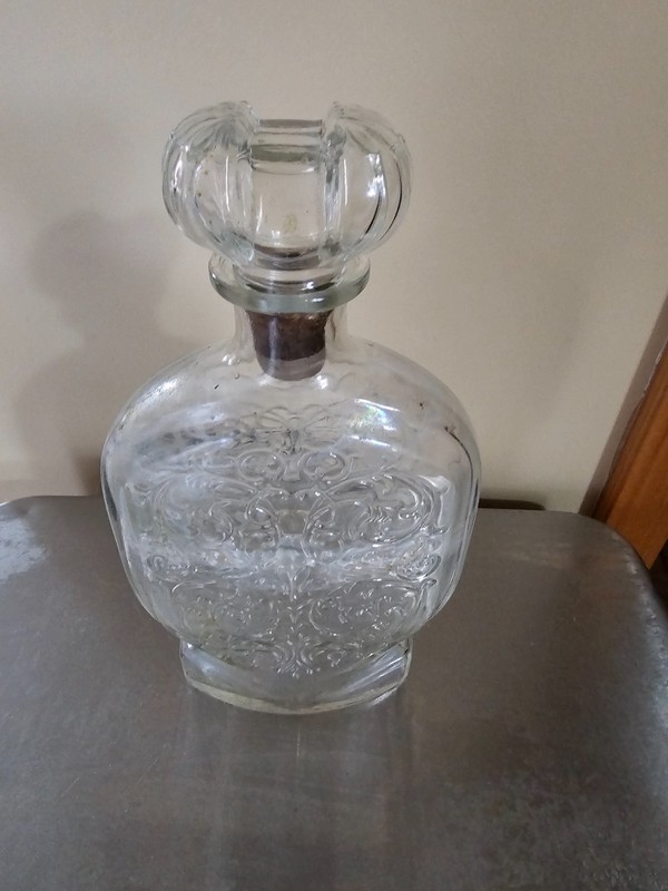 Vintage 1960s Schenley Liquor Glass Whiskey Bottle Decanter with Cork Stopper