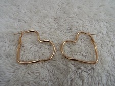 Goldtone Heart Hoop Pierced Earrings H9 