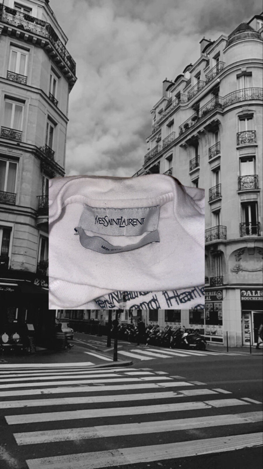 T SHIRT SAINT LAURENT MADE IN ITALY PARAGRAFO SCRITTO SFOCATO YSL YVES AUTENTICA