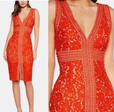 Bardot Morgan Midi Lace Dress in Fame Orange Sleeveless Lace Size 4 Or XS 