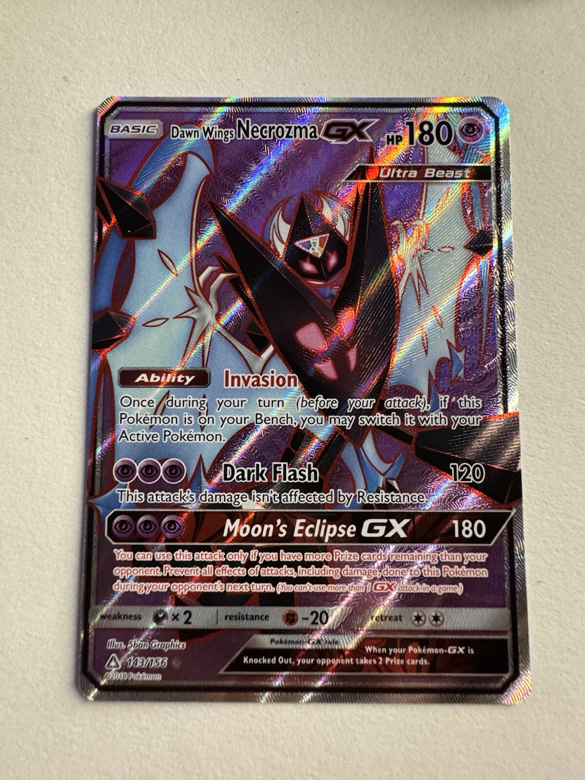 Dawn Wings Necrozma GX (Full Art) 143/156 Sm-Ultra Prism Holo