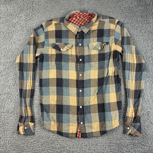 Billabong Shirt Mens Small Check Flannel Reversible Pearl Snap Western Pockets - 第 1/15 張圖片