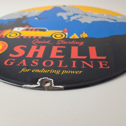 Vintage Shell Gasoline Schild - Yosemite Quick Starting Gas Pump Porzellanschild - Bild 10 von 15