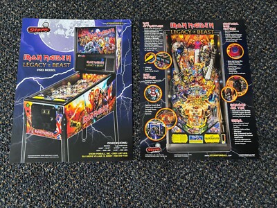 2 2018 FACTORY ORIGINAL  STERN IRON MAIDEN PRO PINBALL PROMO FLYERS UNCIRCULATED