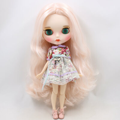 12'' Factory blythe 1/6 BJD Pale Pink hair Carved lips customized Doll Matte face