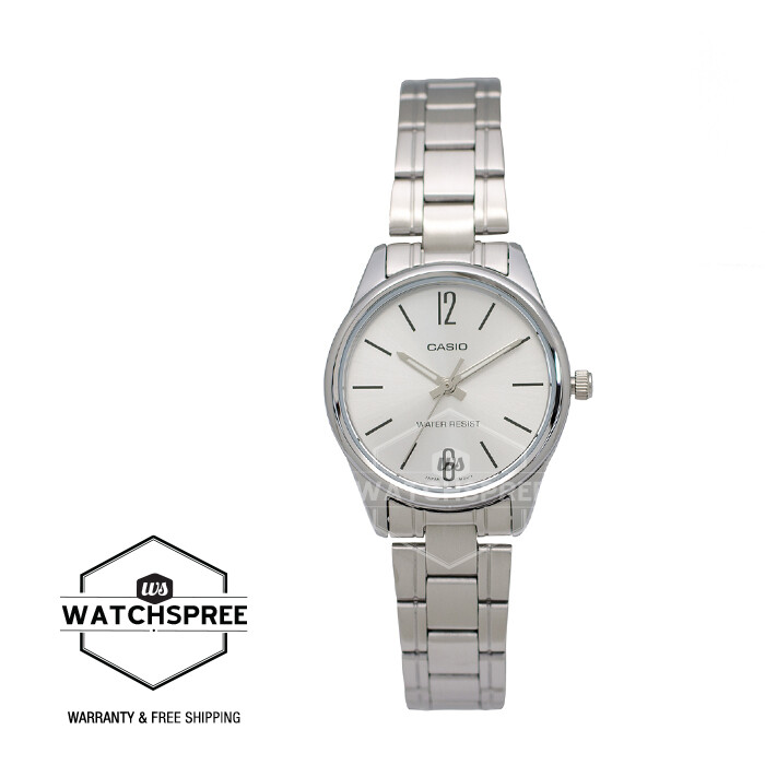 Casio LTP-V005D-7B Orologio Elegante Da Donna - Polso Classico, Quadrante Bianco, Cinturino In Pelle - 2
