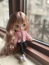 Long Purple gold hair Blythe doll customize Dudu mouth Factory Joint Body12"#5f1