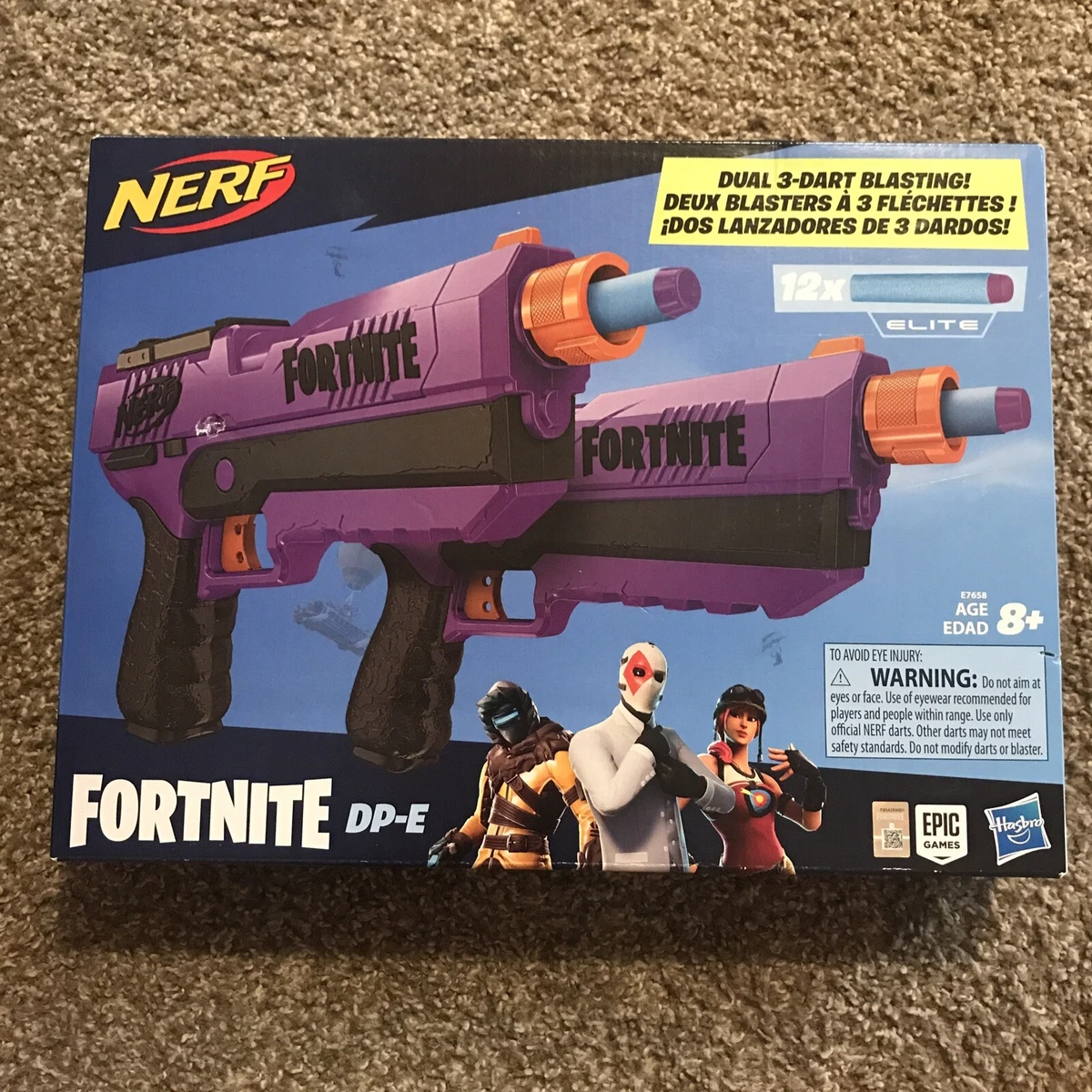 NERF Fortnite DP-E Exclusive Dart Blaster Toy Dual 3-Dart Blasting