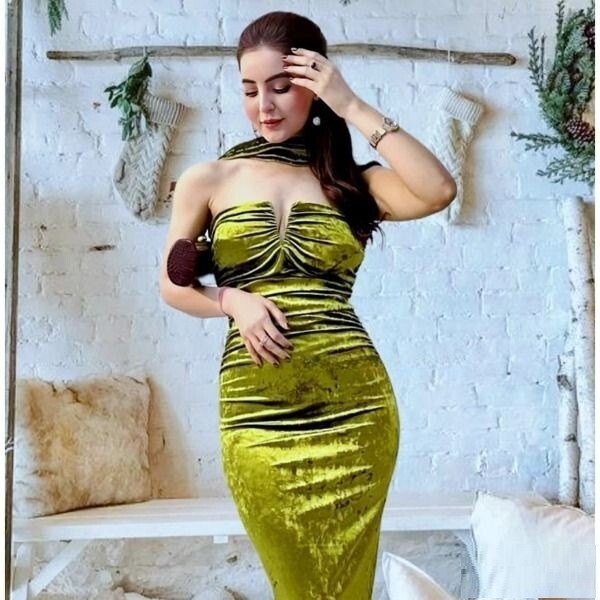 BLOG FAB❤️ZARA GREEN GRASS MIDI STRAPLESS VELVET DRESS ZW COLLECTION sz M SALE! image 10