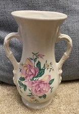 Royal Copley Double Handled Multi Color Flowers Design Small Vase 6.25 Inch