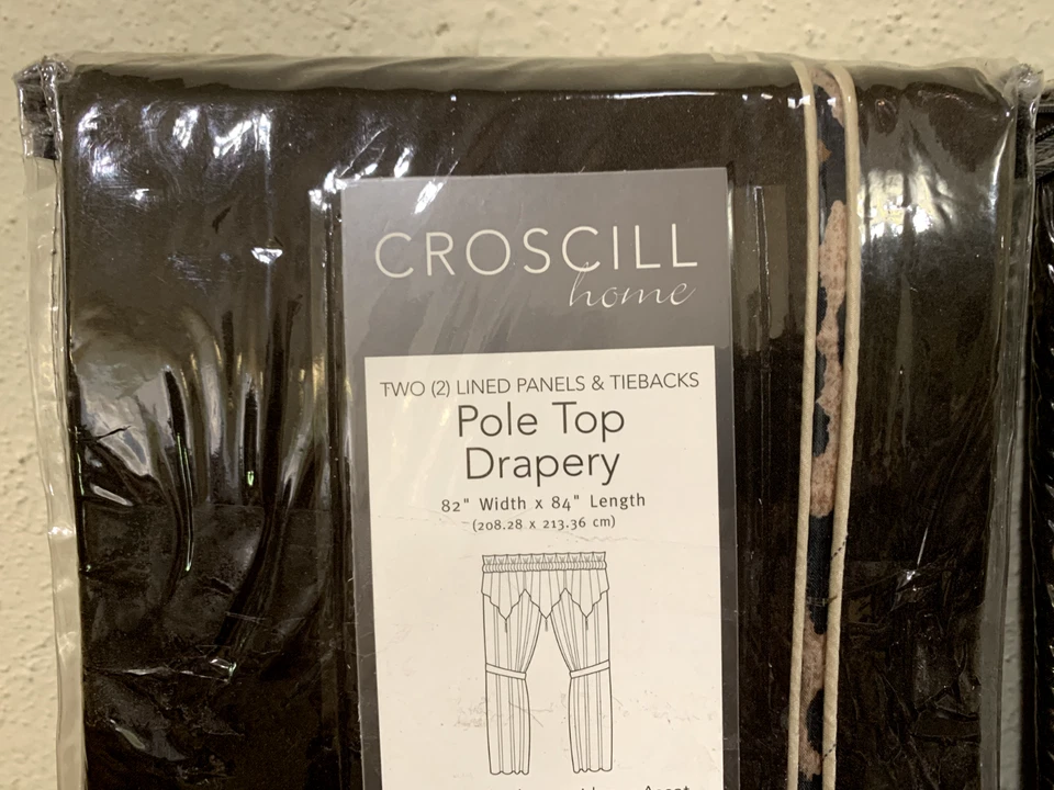 Corbatas y cenefa a medida Croscill Cheetah Poste Top paneles forrados con cortinas nuevo en paquete Foto 3 de 4