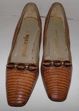 Vintage Light Brown Lizard Shoes Palizzio Lord Taylor 7A Square Toe
