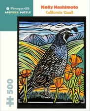 Pomegranate California Quail by Molly Hashimoto 500 piece jigsaw puzzle