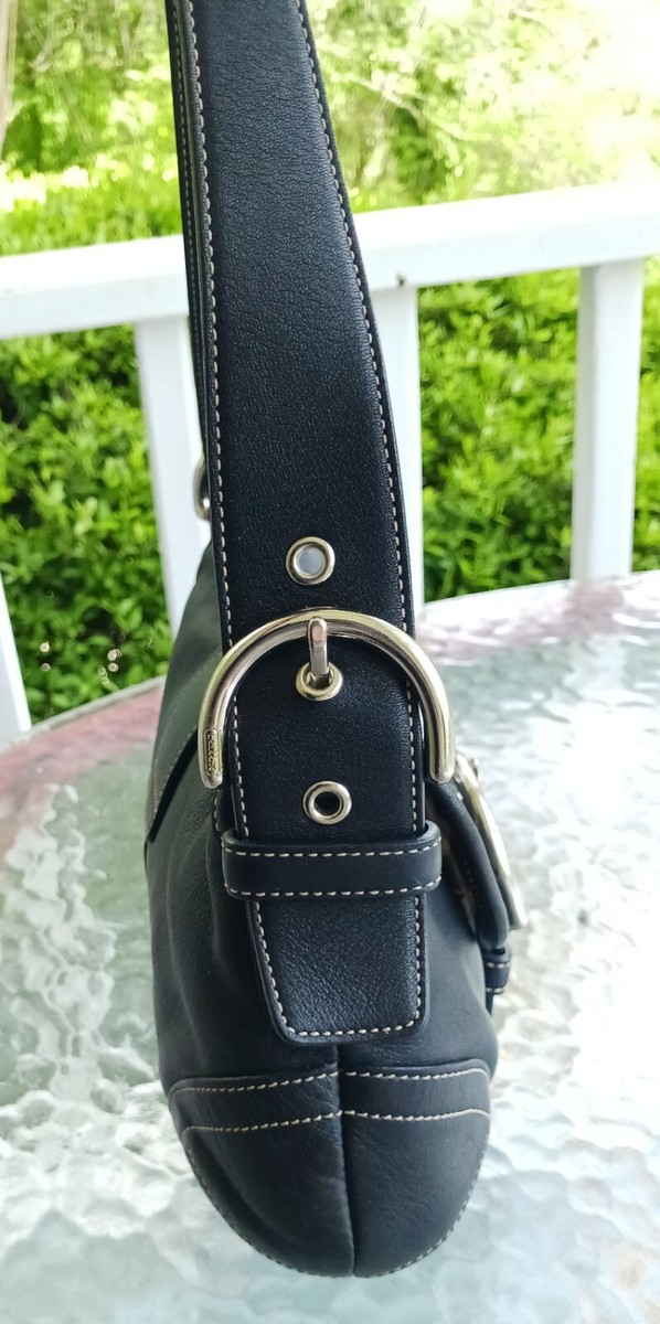 Coach SoHo Shoulder Bag Black Leather Purse G04S-9247 w Silver