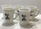 Vintage Tom & Jerry Milk Glass Mugs Set Of 5 McKee Glass 1950s 6oz