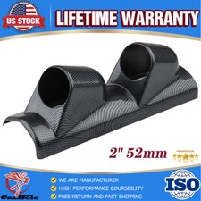 2 52mm Universal Carbon Fiber A Pillar Pod 2 Holes Gauge Holder Pod Left Driver